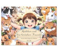 Mädchen und ihre tierischen Freunde - Tierisch süße Mangas für Mädchen (Tischkalender 2026 DIN A5 quer), CALVENDO Monatskalender: Süße Mangabilder von Mädchen und Tieren