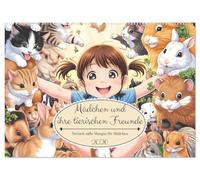 Mädchen und ihre tierischen Freunde - Tierisch süße Mangas für Mädchen (Wandkalender 2026 DIN A2 quer), CALVENDO Monatskalender: Süße Mangabilder von Mädchen und Tieren