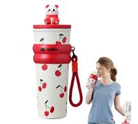 Mädchen Wasserflasche 700 ml - Vakuumisolierte Edelstahl Trinkflasche mit Strohhalm & Süßem Cartoon-Design - Auslaufsicherer Thermo-Kaffeebecher & Reisetasse für Frauen, Büro & Schule (1 Stück)