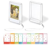 MaehSab Confezione da 2 mini custodie per foto da 2 x 3, scatola portaoggetti adatta per organizer per foto da 7,6 cm, porta pellicola trasparente con 5 fogli di adesivi carini, custodia protettiva