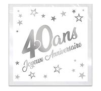 Maelsa® Tovaglioli per anniversario pensionamento, modelli a scelta, colore bianco argento metallizzato, carta a 3 strati, dimensioni 33 x 33 cm, confezione da 24 pezzi (40 anni)