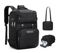 Maelstrom Zaino da viaggio per donne e uomini, zaino per laptop da 25 litri per laptop da 17 pollici, zaino impermeabile per aerei con borsa a tracolla staccabile e scomparto per scarpe, nero, medio