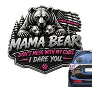 Mäma Beâr Metal Car Emblem - Vehicle Badge | Pink Stripe Decal