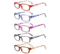 MAEOWN Confezione di 5 occhiali da lettura per donne, lettori di computer che bloccano la luce blu, facilità di visione offuscata, occhi asciutti, anti-riflesso UV (colori misti, 1.00, Multiplier_X)