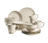 MÄSER 931512 Serie Nottingham Vintage Set di stoviglie per 4 persone, servizio combinato da 20 pezzi con forme irregolari rotonde in stile retrò, in gres, beige