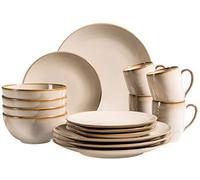 MÄSER 931736 - Servizio da tavola per 4 persone, stile mediterraneo, stile vintage, 16 pezzi, colore: grigio sabbia, ceramica, grigio sabbia