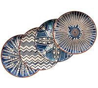 MÄSER 934019 Iberico Blue - Piatti rotondi grandi in stile moresco con 4 diversi motivi, piatti decorativi bianchi e blu, set da 4 pezzi, ideali anche come piatti per pizza e piatti da portata, in