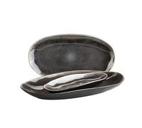 MÄSER 934070 Serie Niara Organic - Set di piatti moderni per 4 persone, in stile vintage, 3 pezzi con speciale combinazione di smalti in nero e marrone, gres