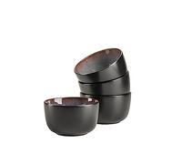 MÄSER 935132 Serie Teona, set di 4 ciotole per cereali con glassa reattiva verde-marrone, 4 ciotole in ceramica a forma di coupe moderna, in gres