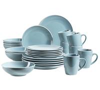 MÄSER Elissa 931770 - Set di stoviglie moderne per 6 persone, in turchese con bordo bianco, 24 pezzi, in gres porcellanato