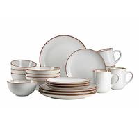 MÄSER Mabella, set di stoviglie vintage per 4 persone, servizio combinato da 20 pezzi con raffinata smaltatura reattiva e bordo marrone fine, gres, grigio-beige