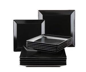 MÄSER Manhattan City - Servizio da tavola in porcellana per 6 persone, colore: Nero