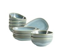 MÄSER Serie Cordelia, set da 12 pezzi, in gres di alta qualità, forma irregolare, in gres, verde