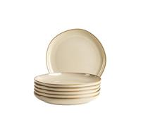 MÄSER Serie Cordelia, set di piatti da dessert per 6 persone in gres di alta qualità, servizio da tavola da 6 pezzi, stampi irregolari; gres, sabbia