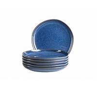 MÄSER Serie Cordelia, set di piatti da dessert per 6 persone in gres di alta qualità, servizio da tavola da 6 pezzi, stampi irregolari; gres, blu reale