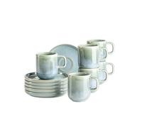 MÄSER Serie Cordelia, set di tazze da caffè per 6 persone, in gres di alta qualità, servizio da caffè da 12 pezzi, composto da 6 tazzine da caffè e 6 piattini da espresso, in gres, verde
