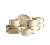 MÄSER Serie Cordelia, set di tazze da caffè per 6 persone in gres di alta qualità, servizio da caffè da 6 tazze e 6 piattini; gres, sabbia