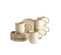 MÄSER Serie Cordelia, set di tazze da caffè per 6 persone in gres di alta qualità, servizio da caffè composto da 6 tazze da caffè e 6 piattini da espresso; gres, sabbia