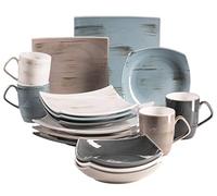 MÄSER Serie Derby Set di stoviglie Premium con Piatti Quadrati per 4 Persone in qualità gastronomica, 16 Pezzi Moderno Servizio Combinato in Colori Pastello, Porcellana, Bianco, Beige, Grigio, Blu