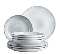 MÄSER Serie Livio - Set di piatti per 4 persone con piatti piani e piatti fondi in moderna forma nordica, servizio da tavola 8 pezzi, gres, blu ghiaccio