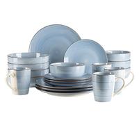 MÄSER, Serie Valmera, stoviglie per 4 persone, stoviglie vintage in gres, azzurro
