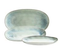 MÄSER Set di piatti da portata in gres Frozen verde, 39 x 21 x 25 cm