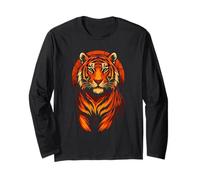 Maestosa Testa di Tigre con Sfondo Sunburst, LLove Tigers Maglia a Manica