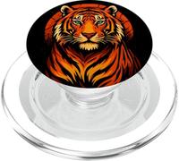 Maestosa testa di tigre con sfondo Sunburst, LLove Tigers PopSockets PopGrip per MagSafe