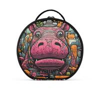 Maestoso Ippopotamo Rosa Art Trucco Astuccio da Toilette Borse Rotondo Toeletta Scatola Cosmetica Borsa Creativo con Divisori Regolabili per Donna