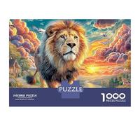 Maestoso leone puzzle 1000 pezzi riva alba puzzle giochi gioco impegnativo perfetto per il relax 100% cartone riciclato per adulti e bambini dai 14 anni 70x50cm/1000pcs