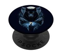 Maestoso lupo nero ululando alla luna per la natura fauna selvat PopSockets PopGrip Adesivo