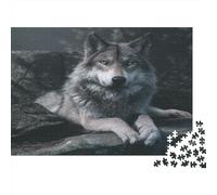 Maestoso Wolf appollaiato su una Roccia nella Foresta|| Puzzle Divertenti Per Tutta La Famiglia 1000pcs (75x50cm) Adulti