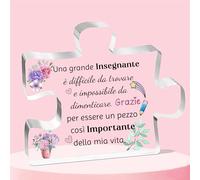 Maestra Targhe e Cartelli Decorativi Acrilico Puzzle Placca Ornamenti Donna Festa Insegnante Regali Scrivania Segno Natale Laurea Apprezzare Professore Regalo Decorazione Compleanno Grazie Ricordi