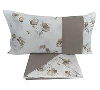 Maestri Cotonieri Lenzuola Matrimoniale 2 piazze in Cotone in Cotone con Quattro FEDERE Botanique Beige