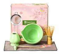 Maestri House 7 Pezzi Matcha Kit, Set per Matcha da Cerimonia Giapponese, Frusta Matcha in Bambù, Ciotola Matcha, Cucchiaio, Supporto per Frusta, Setaccio, Regalo per gli Smanti del Matcha