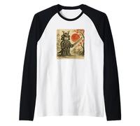 Maestro Costruttore Samurai Guerriero Giapponese Costume Sumi-e Art Maglia con Maniche Raglan