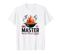Maestro del BBQ: Non Toccate la Griglia Maglietta, Uomo, Bianco, L