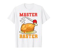 Maestro del Ringraziamento Baster Divertente Turchia Day Fall Dinner Maglietta con Stampa Grafica Economica, Uomo, Bianco, XL