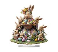 Maestro della tavola di Pasqua - Decorazioni della tavola di Pasqua, segno dell'uovo del coniglietto di Pasqua per la tavola | 2 livelli acrilici decorazione 2d, ornamento centrotavola primo