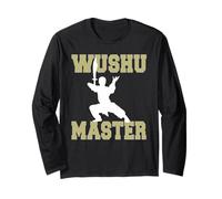 Maestro Esperto di Wushu con Posa e Arma Classica Maglia a Manica