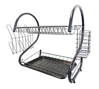 MAESTRO MR-1025 - Lavastoviglie con 2 Ripiani, scolapiatti con ripiano in Vetro e Posate, Colore: Nero (53 cm)