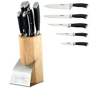 Maestro MR-1421 Blocchi Coltelli Cucina Professionale, 7 pz.,Stecca in Legno Design Moderno, 5 Coltelli Lame in Acciaio Inossidabile, Manici Ergonomici, Forbici