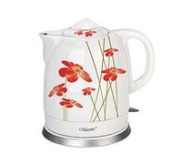 Maestro MR066 - Bollitore elettrico in ceramica, motivo floreale, 1,5 l, colore: Bianco/Rosso