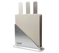 MAESTRO Set di 3 taglieri antiscivolo rettangolari in silicone grigio con supporto, lavabile in lavastoviglie per frutta, carne, pesce