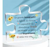 Maestro Targhe e Cartelli Decorativi Acrilico Placca Professore Ornamenti Uomo Festa Insegnante Regali Scrivania Segno Natale Apprezzare Decorazione Compleanno Grazie Ricordi Pensionamento Girasole
