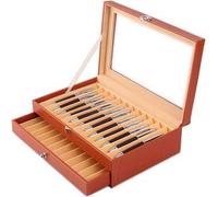 Maestrorelojero - Vetrinetta da collezionismo per 24 penne stilografiche (arancione)
