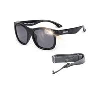 Maesy Occhiali da Sole per Bambina, 1-3 Anni, Protezione Polarizzata UV400, Montatura Flessibile e Pieghevole, Cinturino Elastico Regolabile, Occhiali da Sole Sicuri e Comodi per Bambino, Nero, Luca