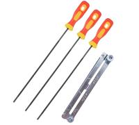 MAEXUS Lima per motosega, set di 3 lime per motosega, con manico e porta documenti a cavallo, lima rotonda per motosega, lima per motosega da 4/4,8/5,5 mm