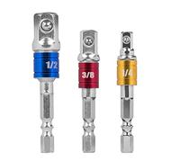 Maexus - Set di adattatori da presa a trapano, con dadi esagonali quadrati per avvitatore a percussione, adattatore da 1/4", 3/8", 1/2", 14000 Power Impact Driver (3 pezzi)