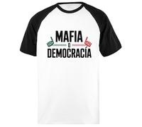 Mafia O Democracia Baseball Unisex Tshirt Blanc Noir Chemise À Manches Courtes Baseball Tshirt White Black Short Sleeve